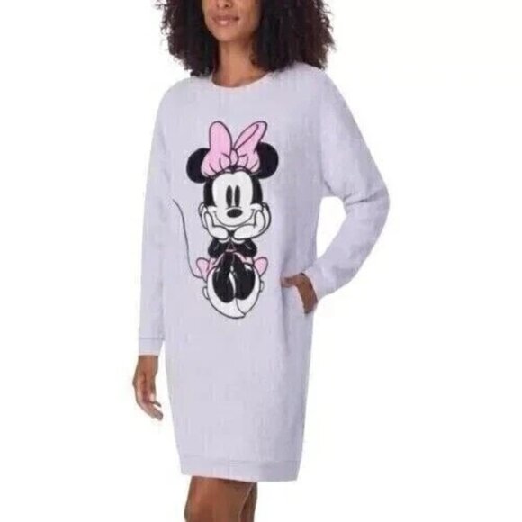 NEW Disney Women's L Minnie Mouse Purple Puffy Lounge Dress - Picture 2 of 7